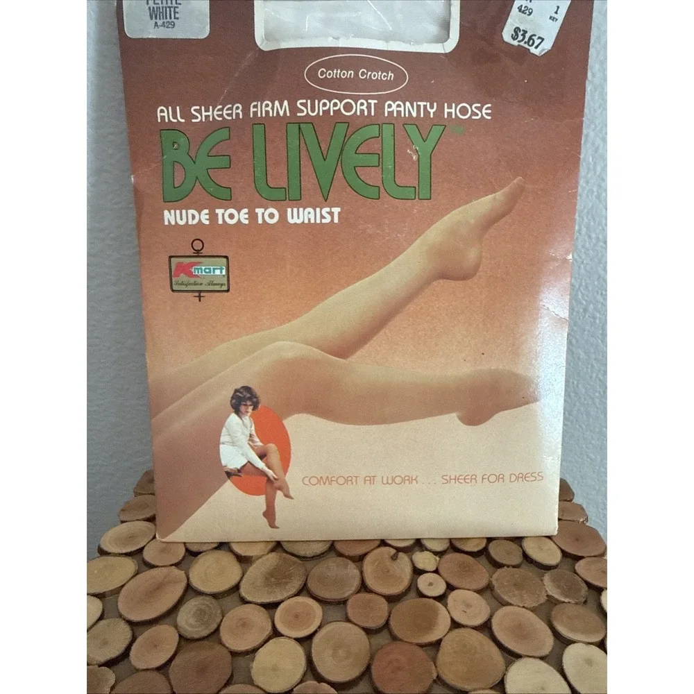 Vintage Pantyhose Kmart White Size Petite  Sheer Firm Support Cotton‎ Crotch